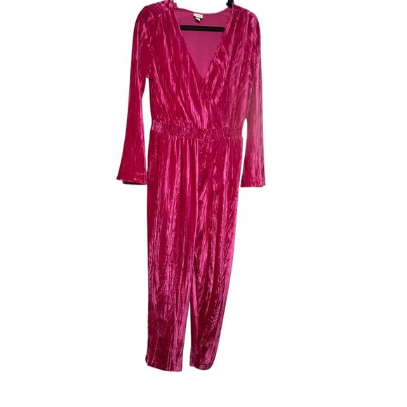 A New Day Pink Velet Jumpsuit with Bell Long Sleeve -Medium - Picture 5 of 9